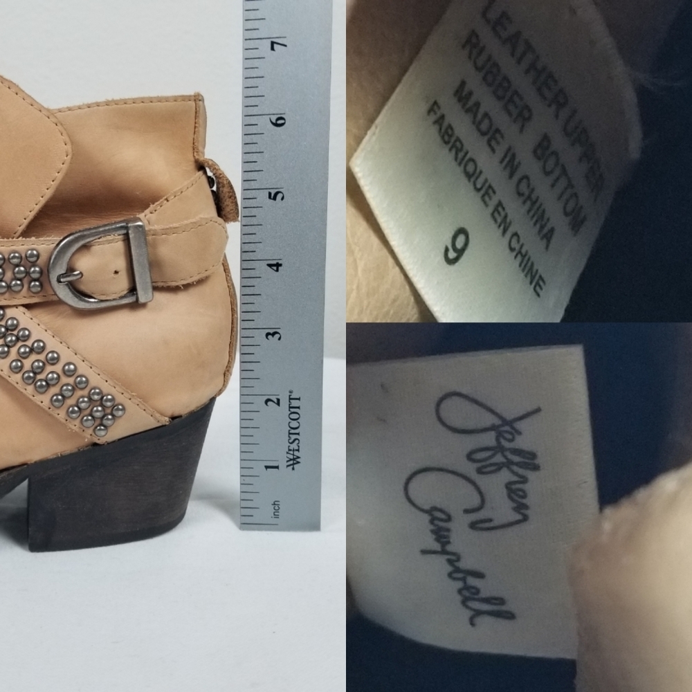 Jeffrey Campbell Free People Western Studded Dodge Tan Rockabilly Ankle Boots 9 - Picture 11 of 16
